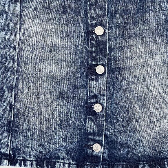 Refuge Womens Skirt Sz Small Acid Washed Button down Denim Mini Distressed Y2k - Picture 6 of 12